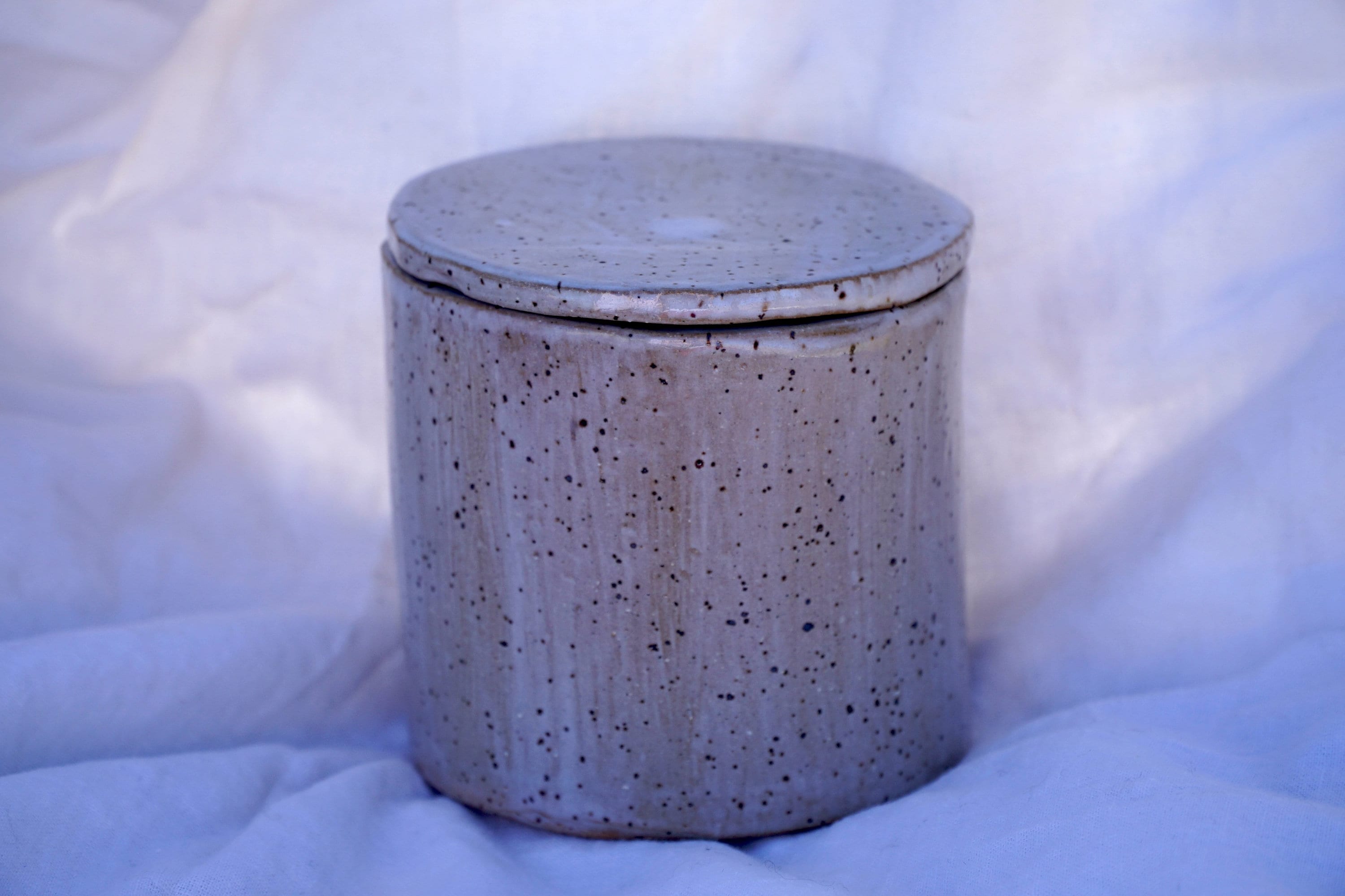 Stoneware Butter Crock - Speckled Clay and White Glazed French Butter Crock - Butter Dish - French Butter Dish - Lidded Butter Box