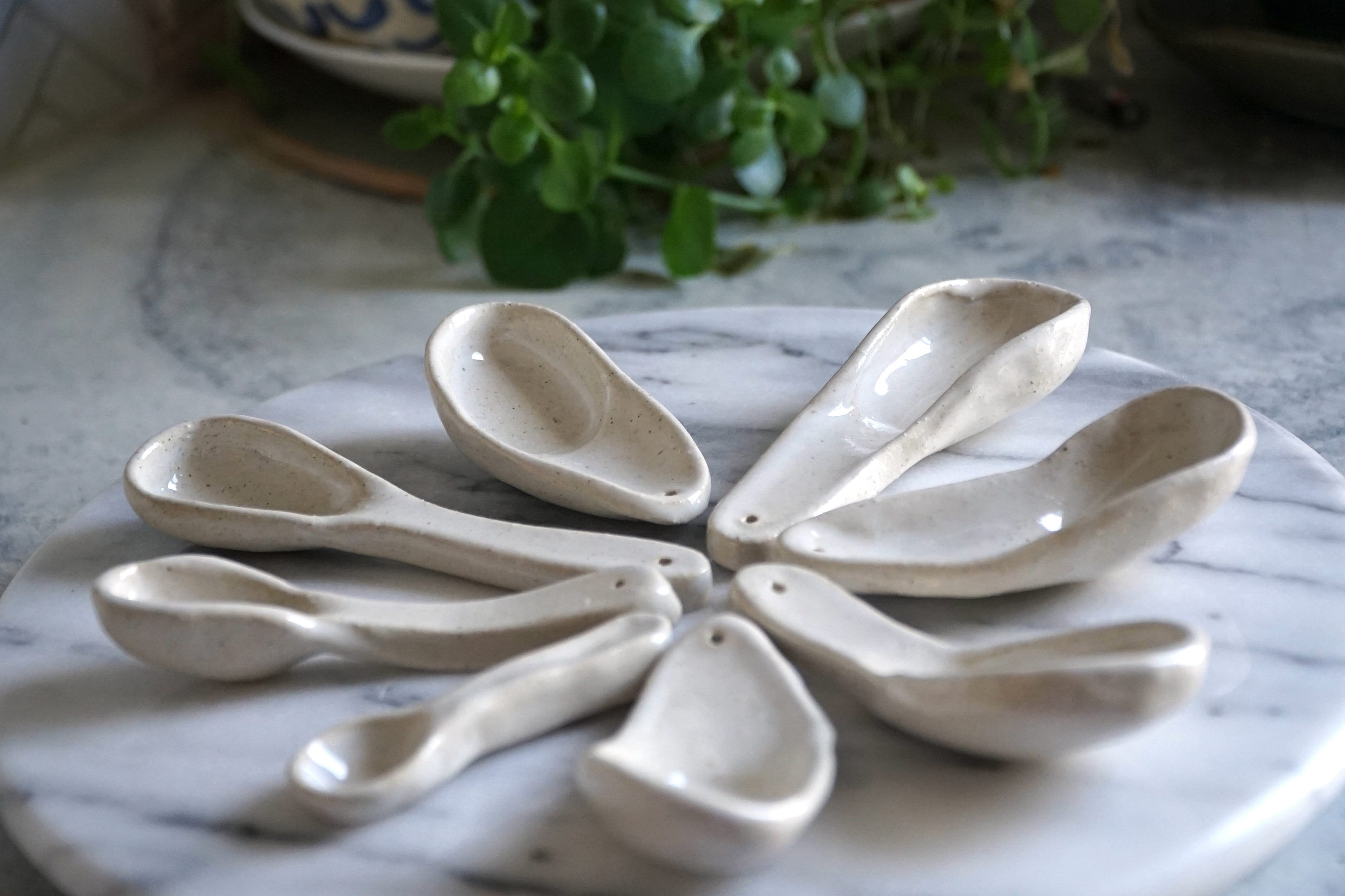 White Stoneware Ceramic Spoons & Scoops - Coffee and Tea Scoops - Serving Spoons - Decorative Spoons - Handmade Clay Scoop
