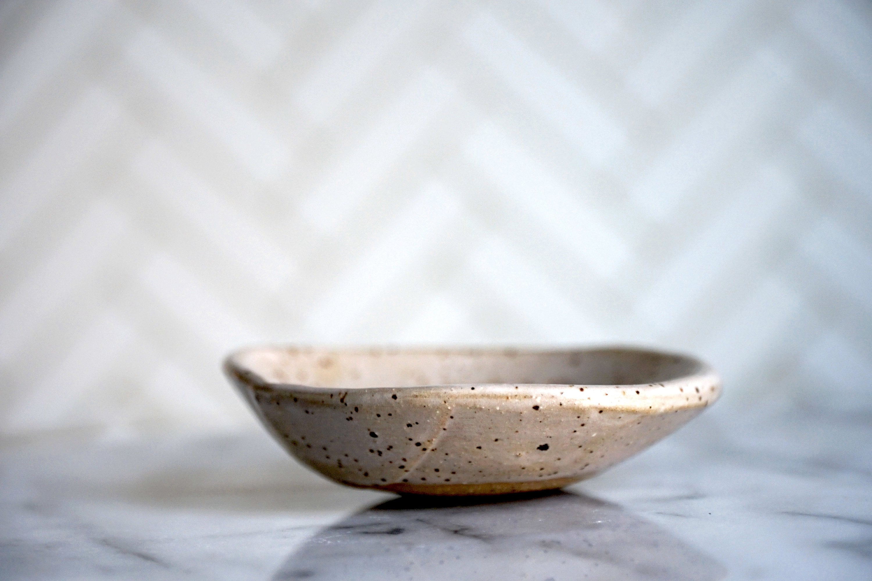 Speckled Stoneware Bee Bowl - Small Bee Stamped Dish - Salt Cellar - Ring Dish - Jewelry Storage - Small Serving Bowl - Honeybee Bowl