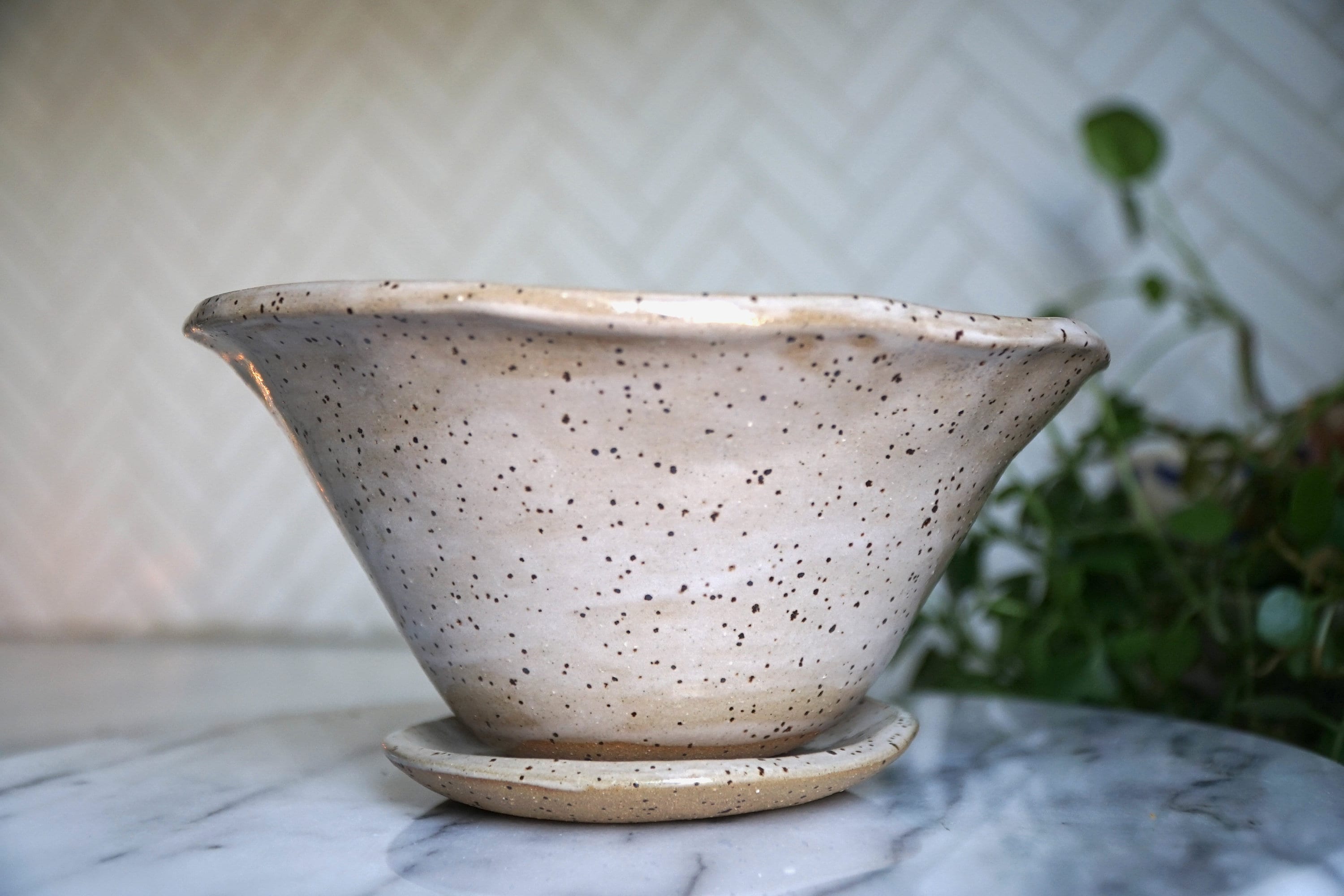 White Stoneware Wabi Sabi Table Planter - Hand Built Organic White Glazed Ceramic Planter - Succulent Pot - Indoor Planter - Minimal Pot